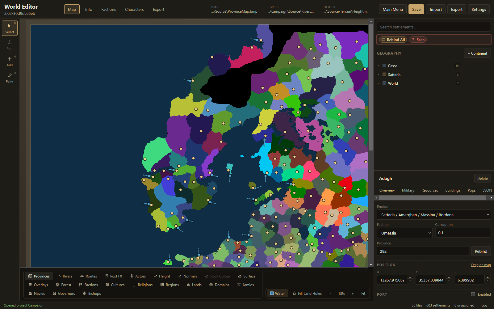 Provinces overview